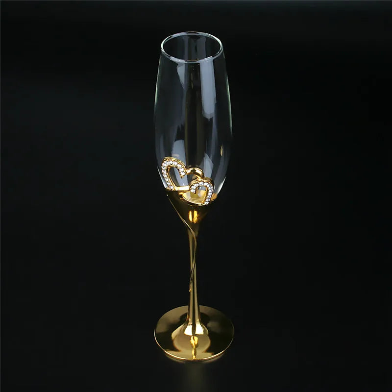 200 ml Kristall Champagnergläser Paar Hochzeitsgeschenk Partygläser Kristallgläser Barzubehör Weingläser Set mit goldenem Stiel
