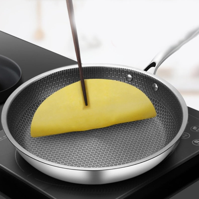 Hochwertige Edelstahlpfanne mit Antihaft-Pixeltechnologie – Perfekt für gesundes Braten