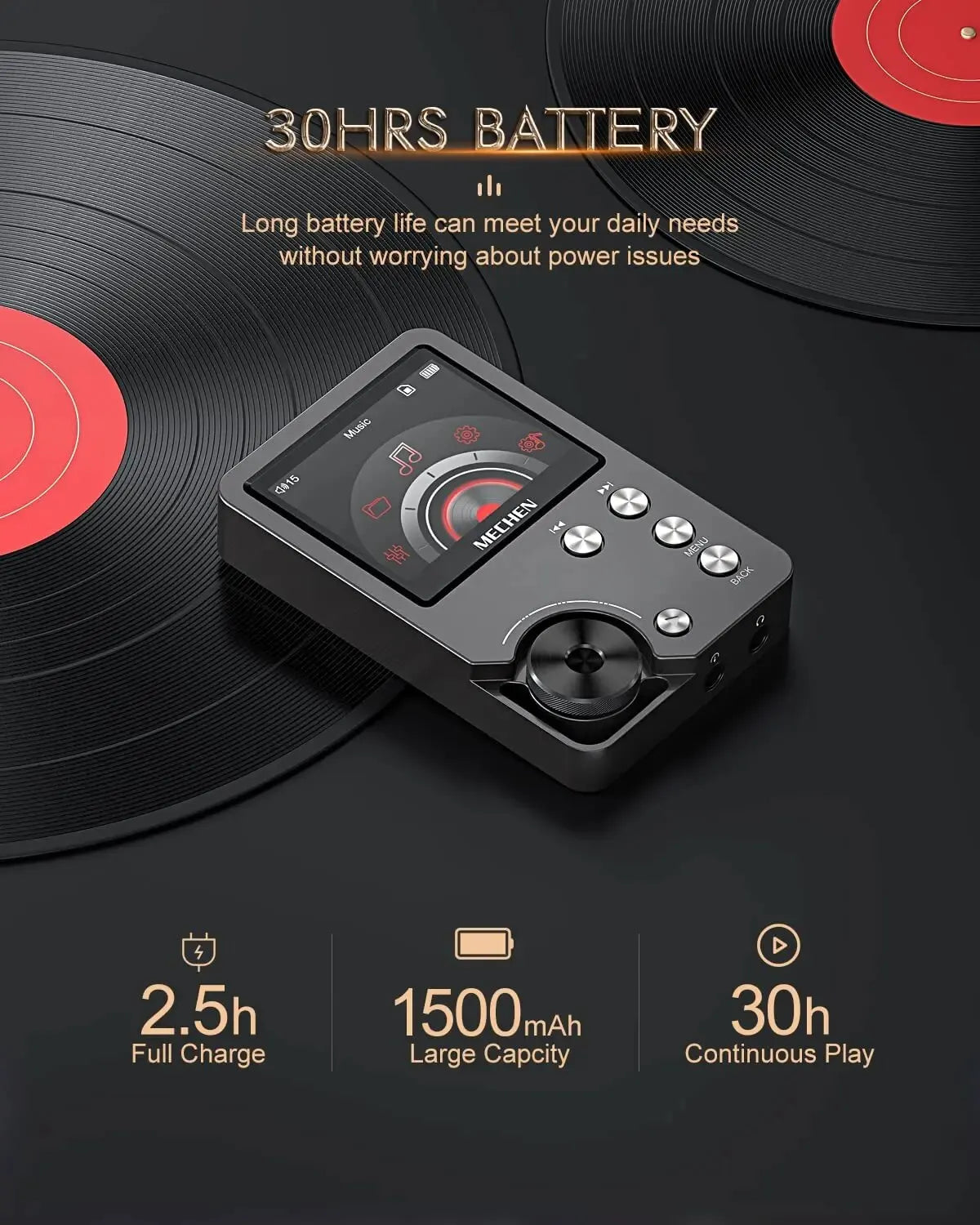 Sandsberg | HiFi MP3 Player MECHEN-M30 – Premium verlustfreies Audio mit 64GB Speicherkarte, unterstützt bis zu 256GB
