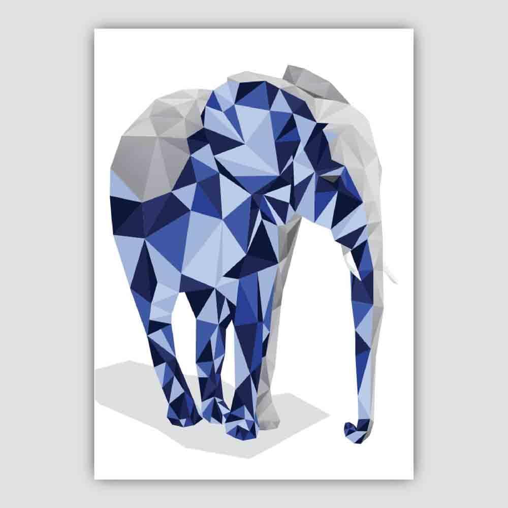 Geometrisches Poly Navy Blau und Grau Elefantenposter