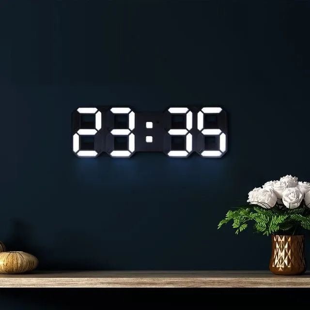Sandsberg 3D LED Wanduhr | Moderne Digitale Uhr | Dimmbares LED Licht | Stilvolle Wanddeko