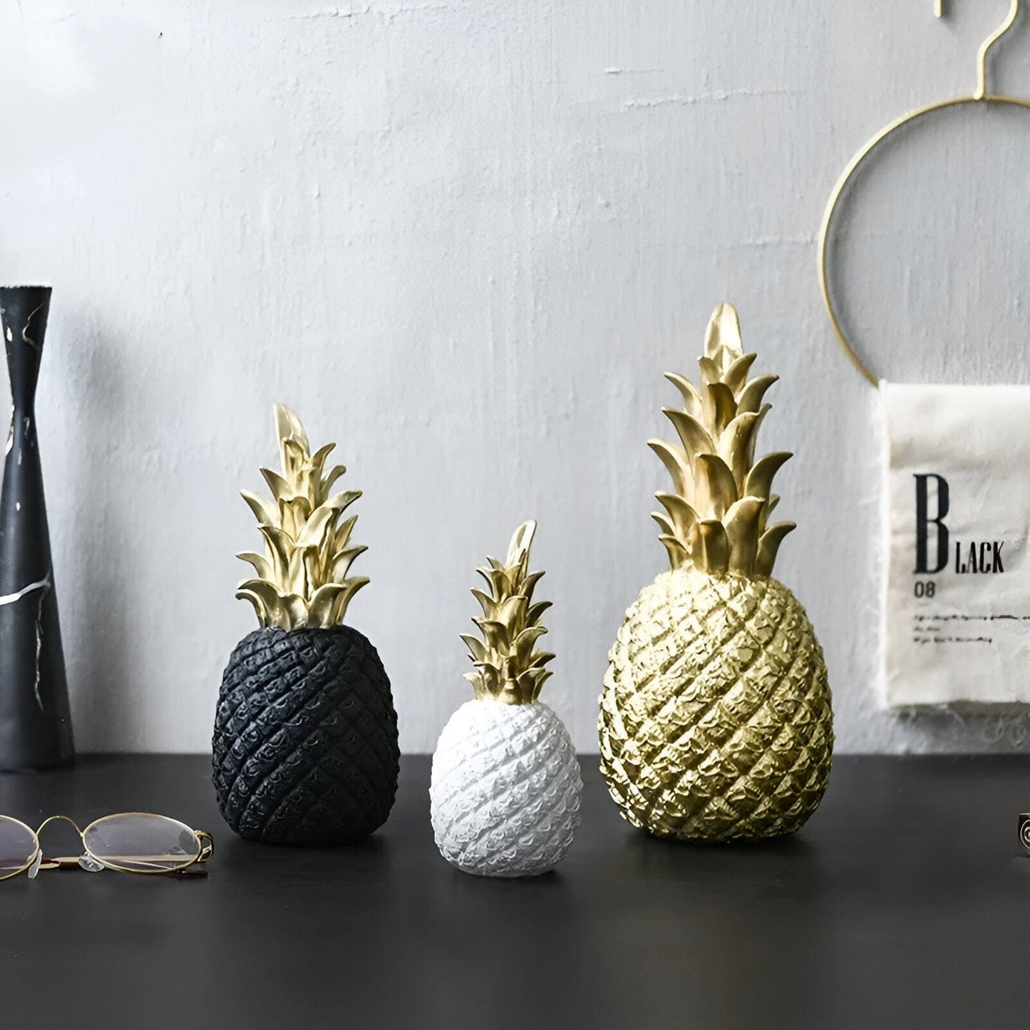 Goldene Ananas Pflanzenornamente