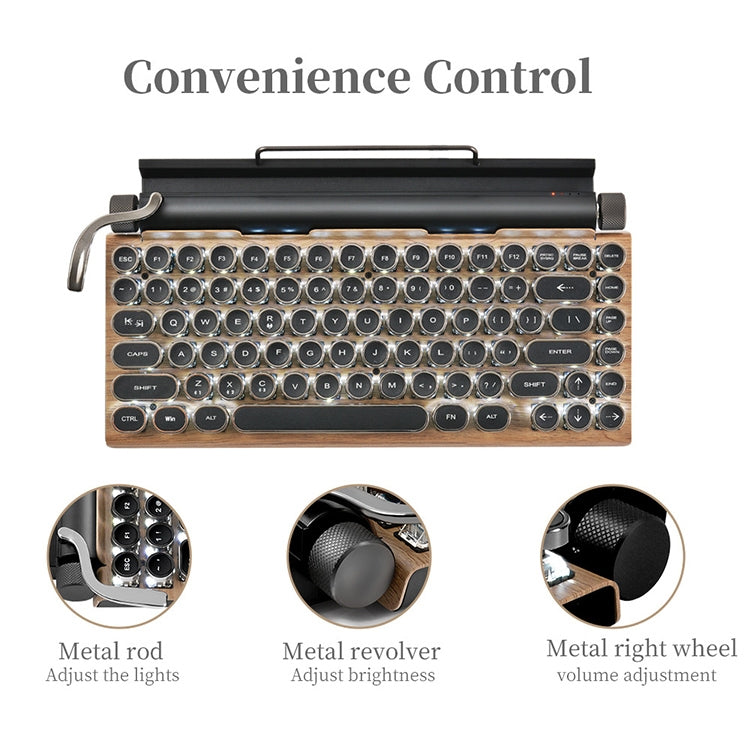 Sandsberg | TW1867 Runde Retro Punk Tastenkappe Mechanische Drahtlose Bluetooth-Tastatur (Holz)