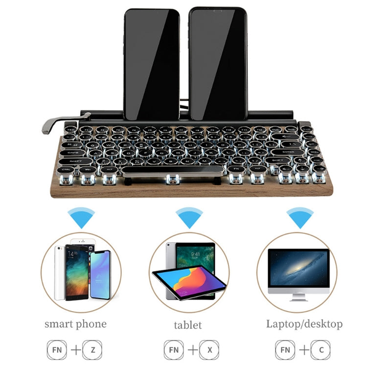 Sandsberg | TW1867 Runde Retro Punk Tastenkappe Mechanische Drahtlose Bluetooth-Tastatur (Holz)