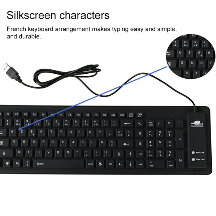 Sandsberg | 103 Schlüssel Französisch USB Kabelgebunden Silikon Wasserdicht Tastatur Desktop Notebook Tastatur, Kabellänge: 1,5 m