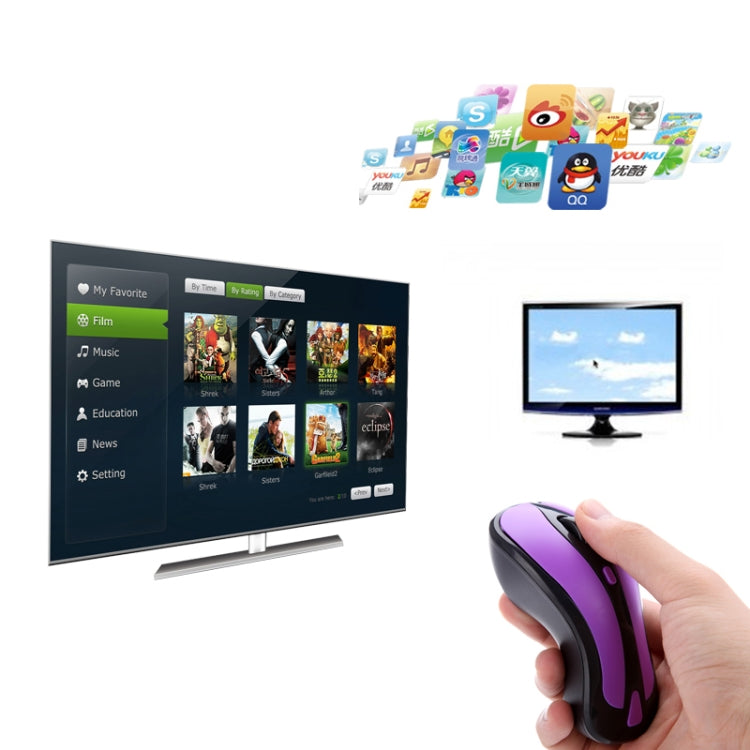 Sandsberg | PR-01 6D Gyroskop Fly Air Maus 2.4G USB-Empfänger 1600 DPI kabellose optische Maus für Computer PC Android Smart TV Box (Lila + Schwarz)