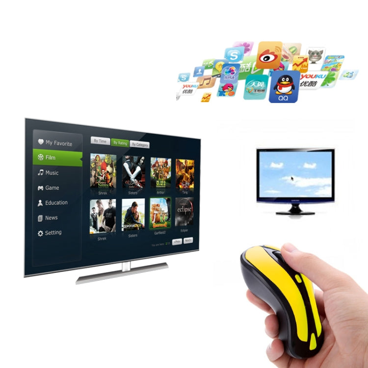 Sandsberg | PR-01 6D Gyroskop Fly Air Maus 2.4G USB Empfänger 1600 DPI Wireless Optical Maus für Computer PC Android Smart TV Box (Gelb + Schwarz)