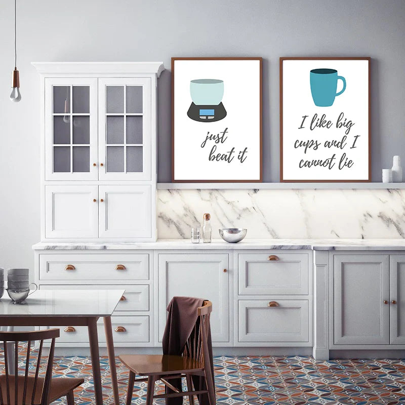 Küchenkochutensilien Lustige Zitate Poster Wandkunst Fine Art Leinwanddrucke Bilder für Küche Café Diner Kochkunst Backkunst Kreative Wohnkultur