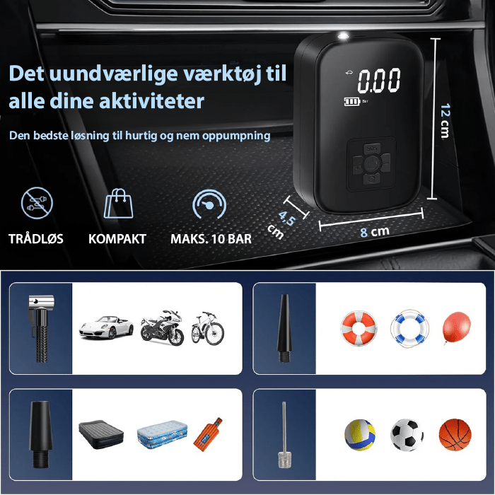 Sandsberg | Tragbare elektrische Luftpumpe für Reifen, Bälle & Matratzen