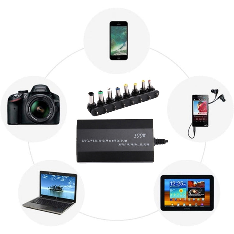 Sandsberg | Laptop Notebook Power 100W Universal Charger mit Autoladegerät & AC-Netzadapter & 8 Netzadapter & 1 USB-Port für Samsung, Sony, Asus, Acer, IBM, HP, DELL, EU-Stecker
