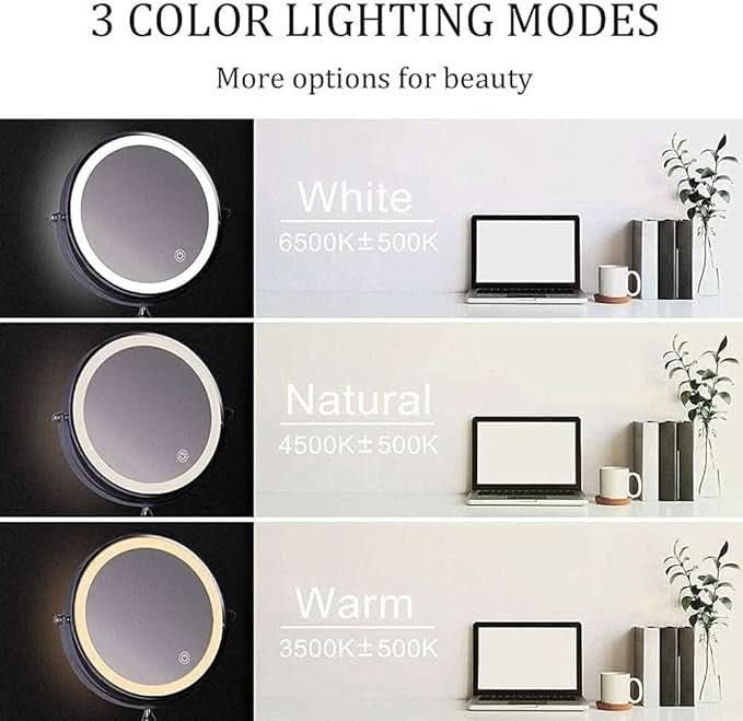 Sandsberg | LED-Vergrößerungsspiegel mit einstellbarer Beleuchtung und wiederaufladbarem Akku