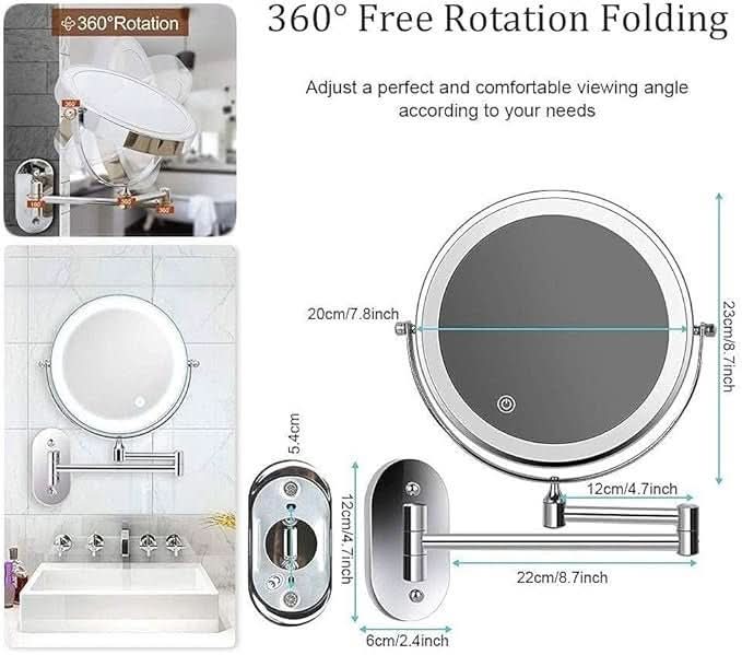 Sandsberg | LED-Vergrößerungsspiegel mit einstellbarer Beleuchtung und wiederaufladbarem Akku