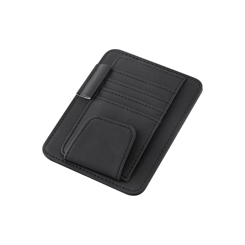 Leder Auto Sonnenblenden Organizer - Mehrfach-Taschenhalter für Sonnenbrillen, Karten, Rechnungen, Geldbörse, Stift