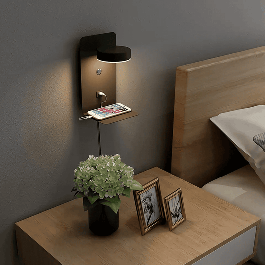 Sandsberg | LED Wandleuchte multifunktional dimmbar mit USB-Ladegerät für das Schlafzimmer