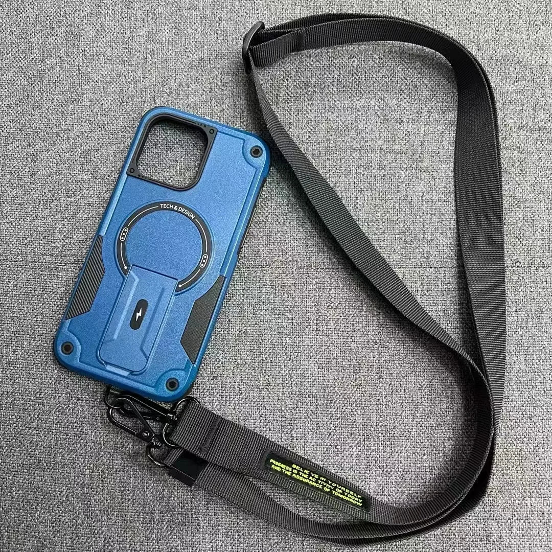 Outdoor-Sport Lange Riem Crossbody Magnetische Halterung Hülle für iPhone