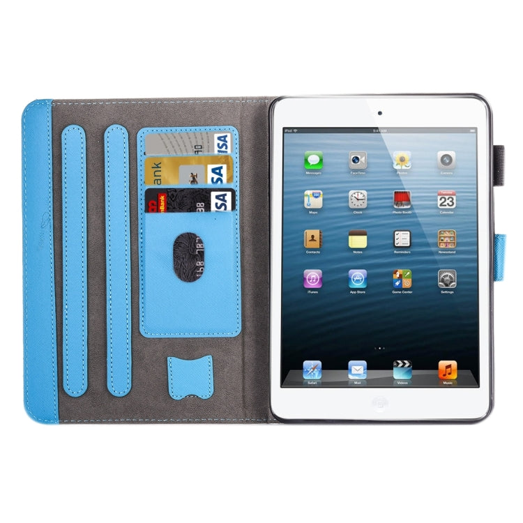 Sandsberg | Für iPad mini 4 / 3 / 2 / 1 Malen Welle Eule Muster Horizontale Flip Lederhülle mit Halter & Brieftasche & Kartenfächer & Stiftschlitz