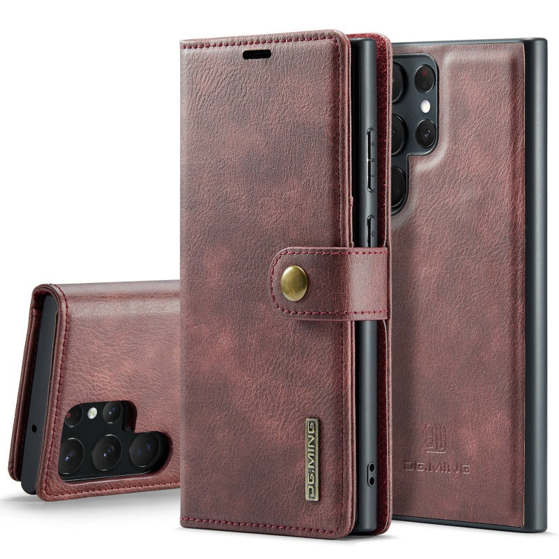 Magnetische, abnehmbare Leder-Brieftaschen-Telefonhülle mit Kreditkartenfach für Samsung Galaxy S24 23