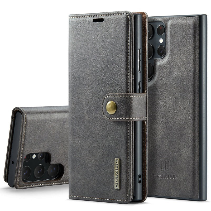 Magnetische, abnehmbare Leder-Brieftaschen-Telefonhülle mit Kreditkartenfach für Samsung Galaxy S24 23