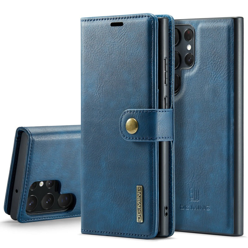 Magnetische, abnehmbare Leder-Brieftaschen-Telefonhülle mit Kreditkartenfach für Samsung Galaxy S24 23