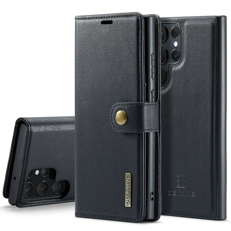 Magnetische, abnehmbare Leder-Brieftaschen-Telefonhülle mit Kreditkartenfach für Samsung Galaxy S24 23