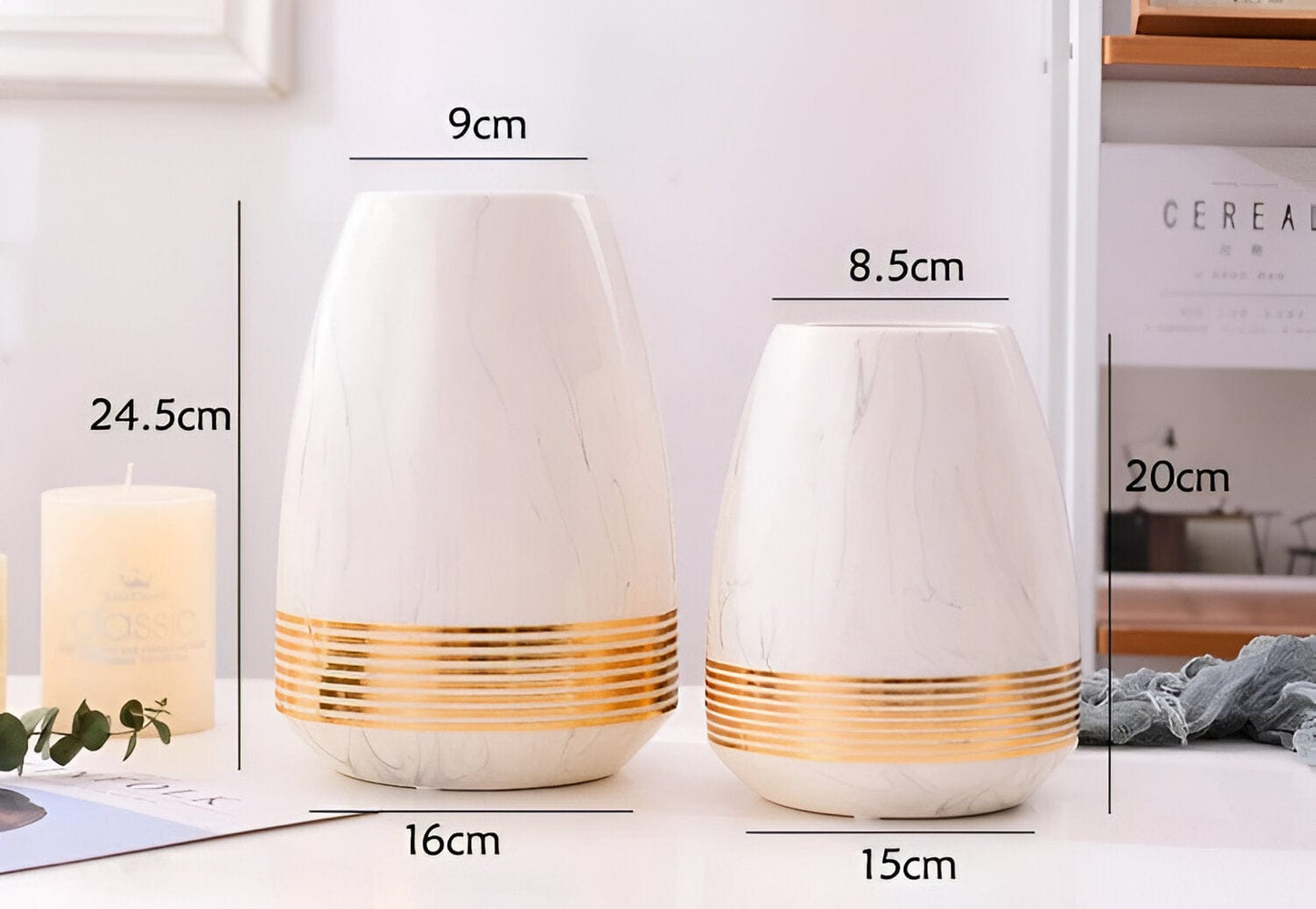 Marmorisierte Keramische Goldene Blumenvase