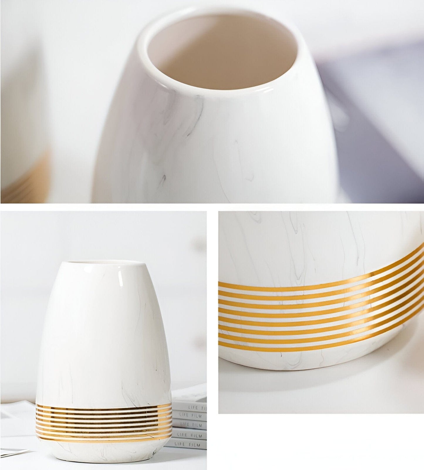 Marmorisierte Keramische Goldene Blumenvase