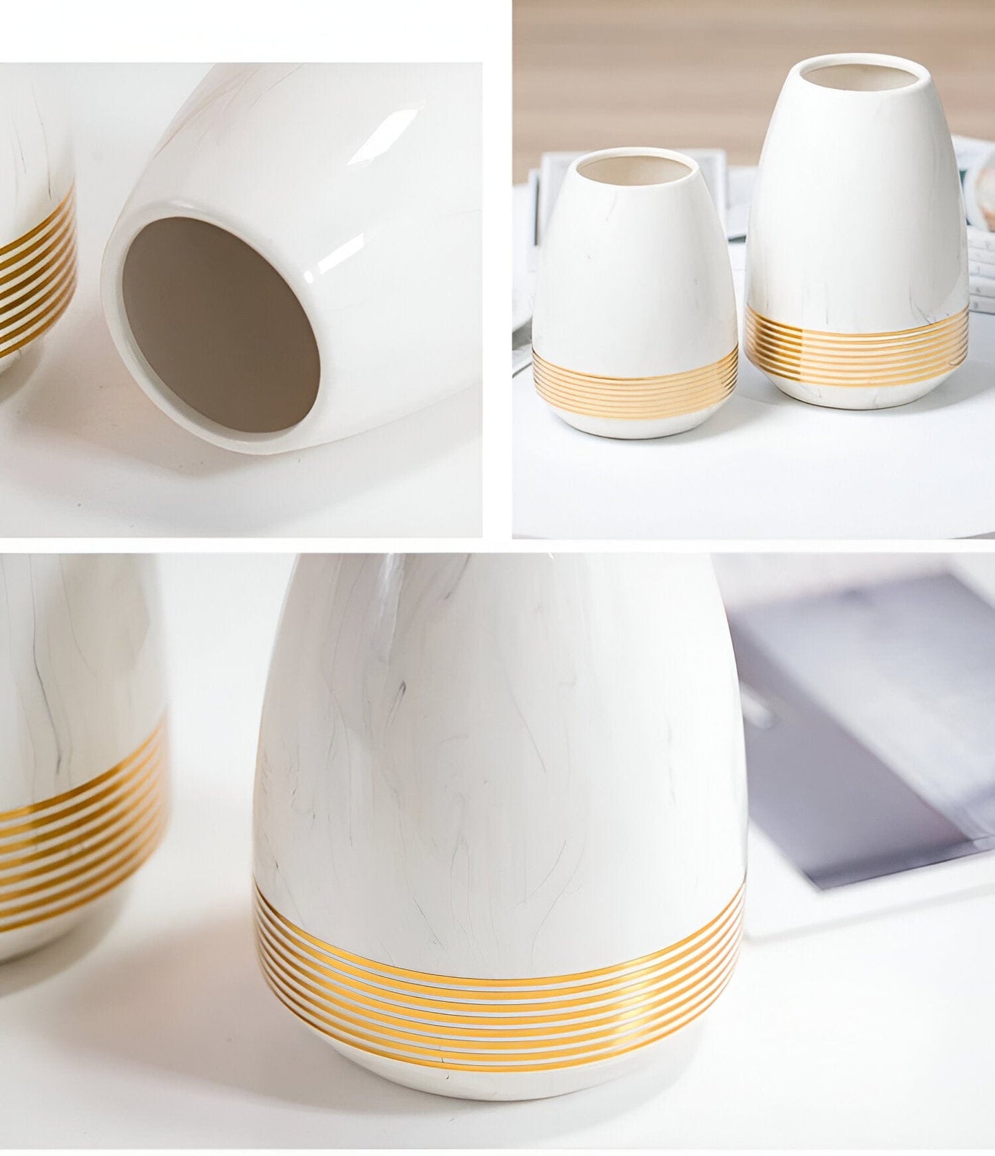 Marmorisierte Keramische Goldene Blumenvase