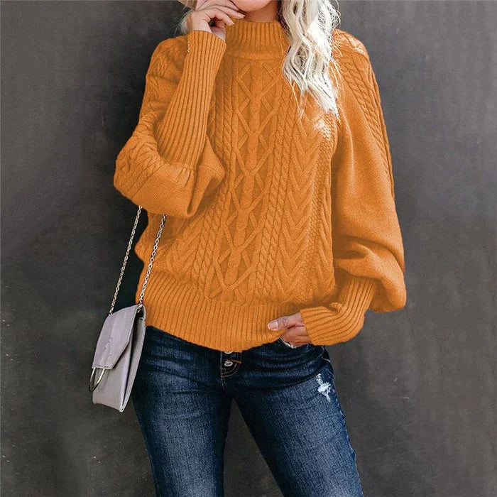 Venetti Basics - Gehäkelter Damenpullover mit hohem Kragen
