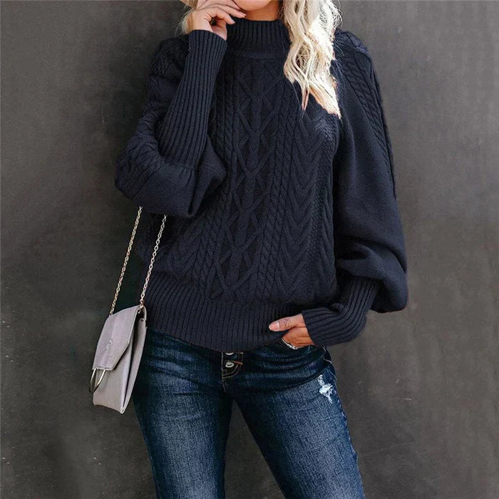 Venetti Basics - Gehäkelter Damenpullover mit hohem Kragen