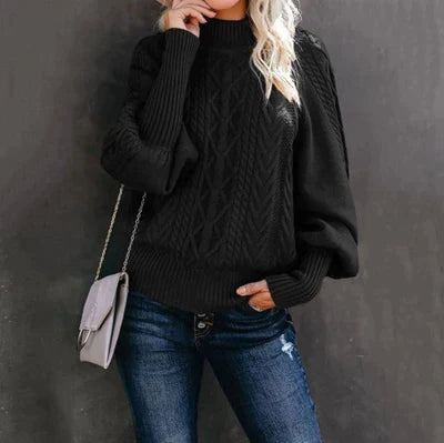 Venetti Basics - Gehäkelter Damenpullover mit hohem Kragen