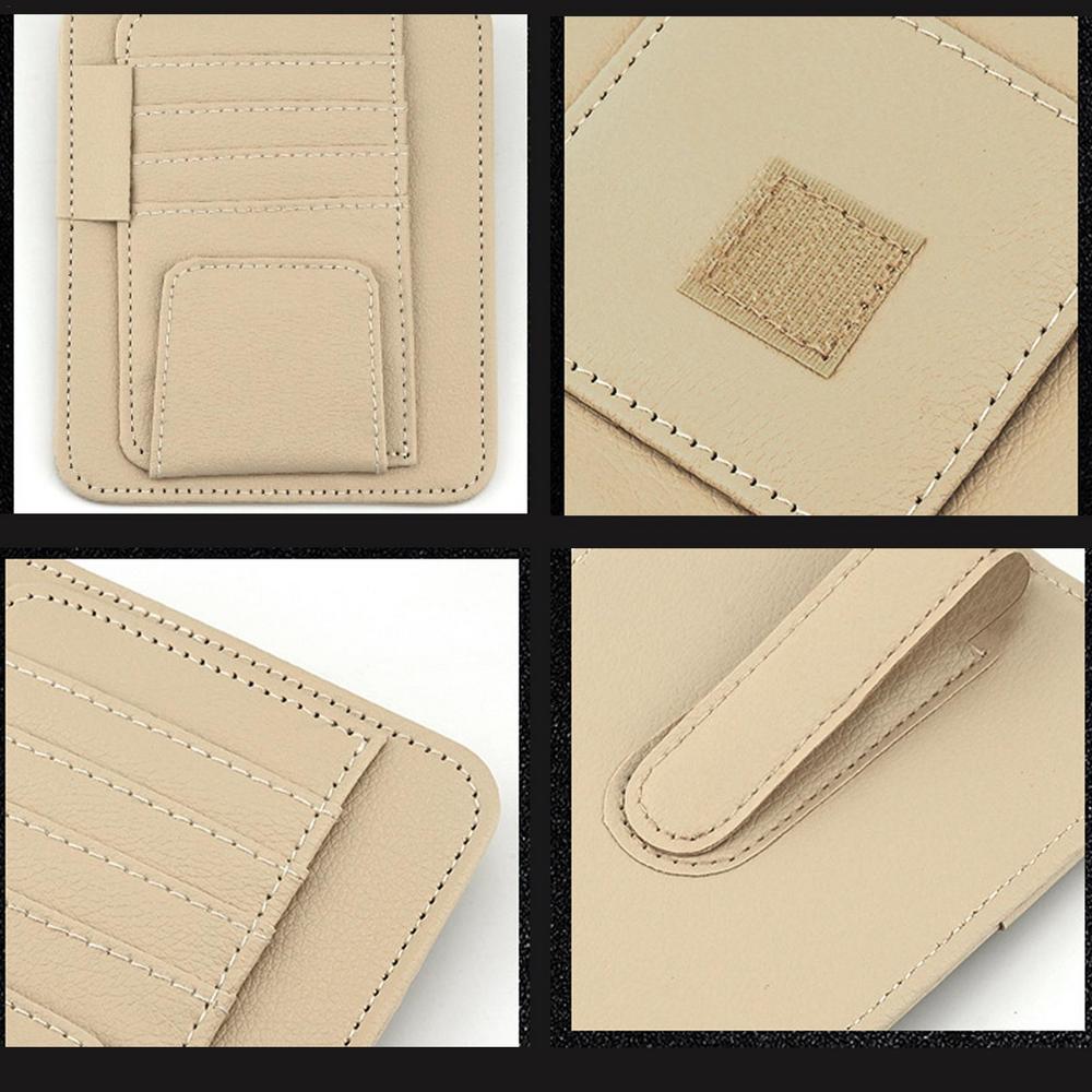 Leder Auto Sonnenblenden Organizer - Mehrfach-Taschenhalter für Sonnenbrillen, Karten, Rechnungen, Geldbörse, Stift