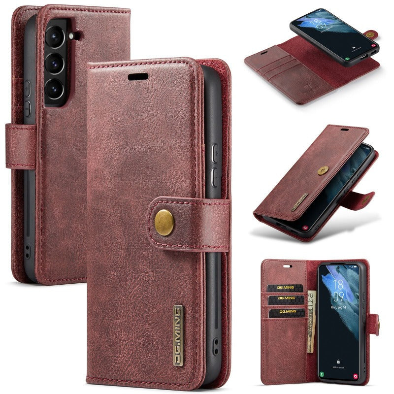 Magnetische, abnehmbare Leder-Brieftaschen-Telefonhülle mit Kreditkartenfach für Samsung Galaxy S24 23