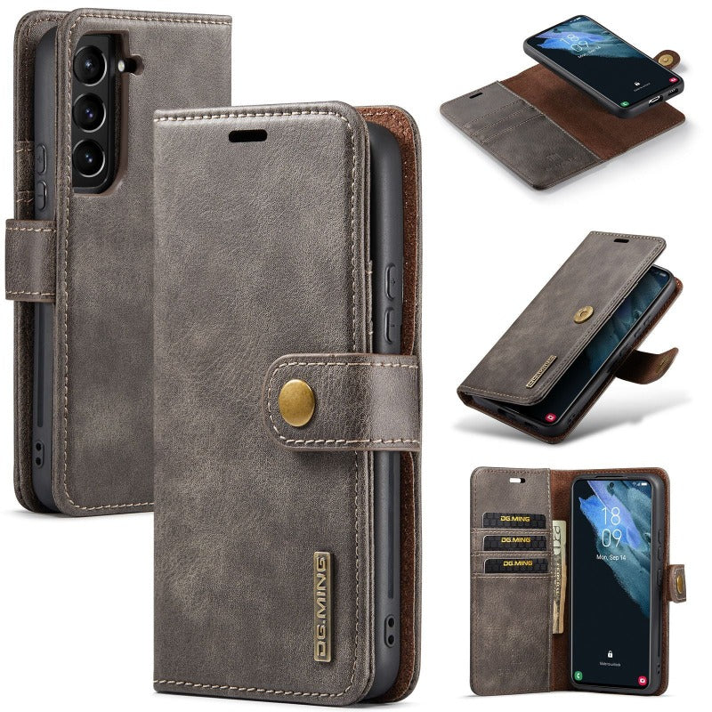 Magnetische, abnehmbare Leder-Brieftaschen-Telefonhülle mit Kreditkartenfach für Samsung Galaxy S24 23