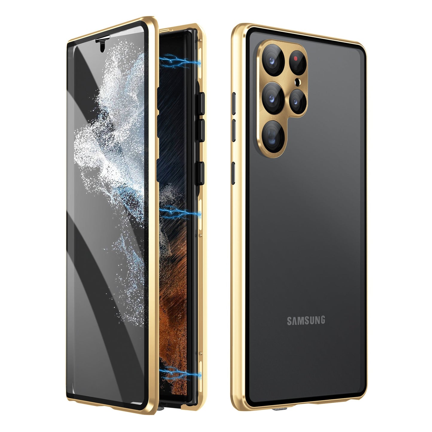 Magnetische gehärtete Glas doppelseitige Telefonhülle für Samsung