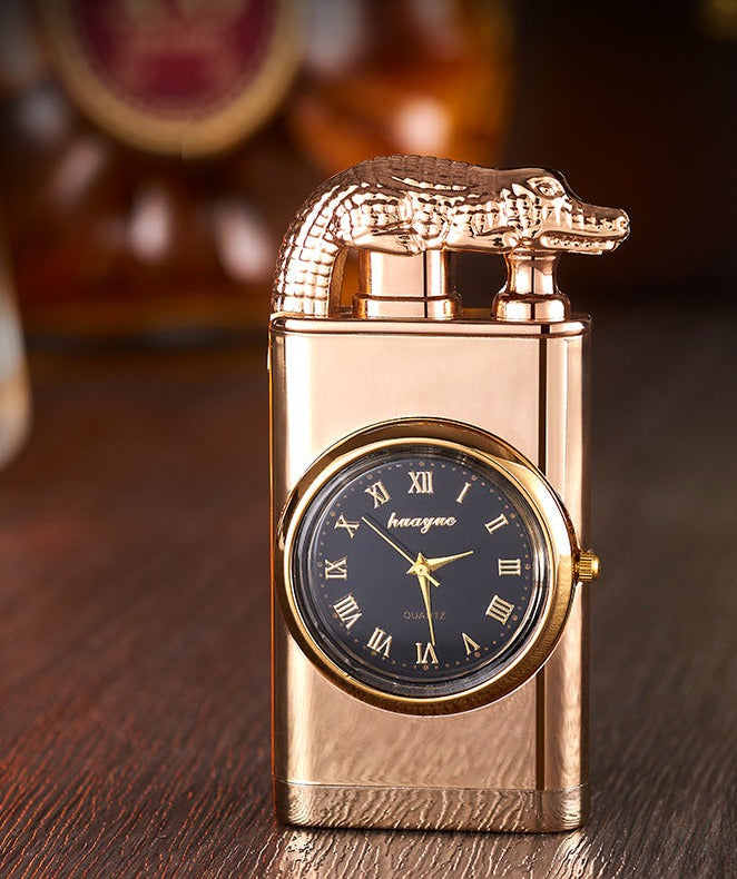 Sandsberg aansteker met kwartsklok, metaalstempel, winddichte aansteker met blauwe vlam en alligatorkop