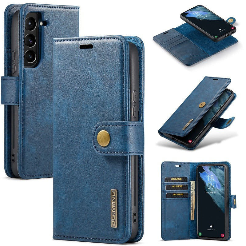 Magnetische, abnehmbare Leder-Brieftaschen-Telefonhülle mit Kreditkartenfach für Samsung Galaxy S24 23