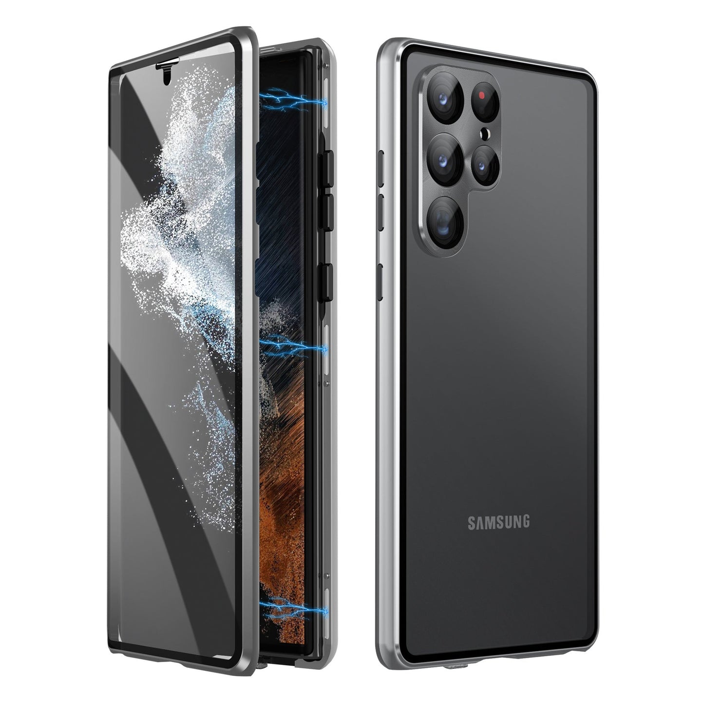 Magnetische gehärtete Glas doppelseitige Telefonhülle für Samsung