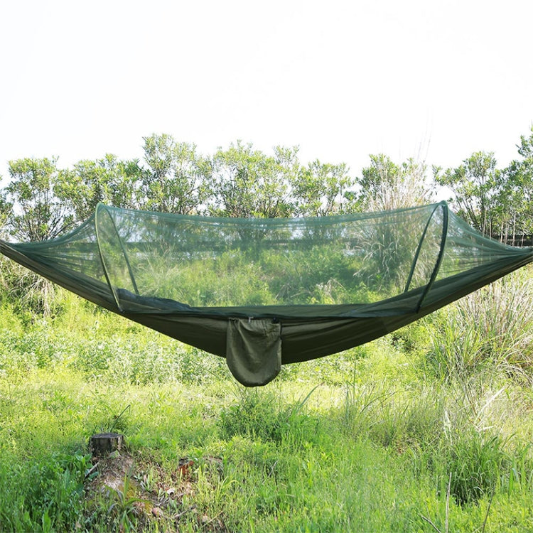Sandsberg | Tragbare Outdoor Camping Vollautomatische Nylon Fallschirm-Hängematte mit Moskito-Netzen, Größe: 290 x 140cm (Armeegrün)
