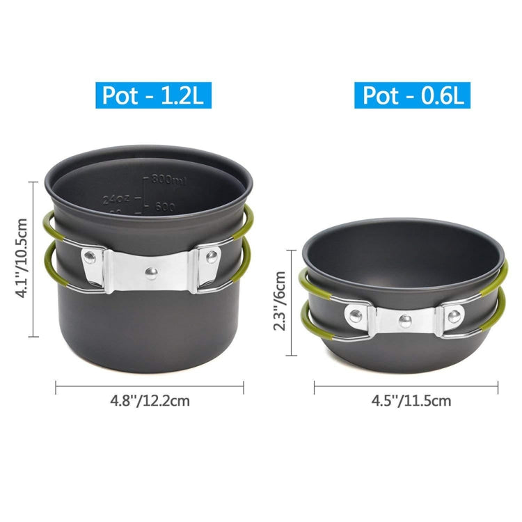 Sandsberg | DS-101 Tragbares Outdoor Camping Kochset Picknick Kochtopf Kochgeschirr Kombination (Schwarz)