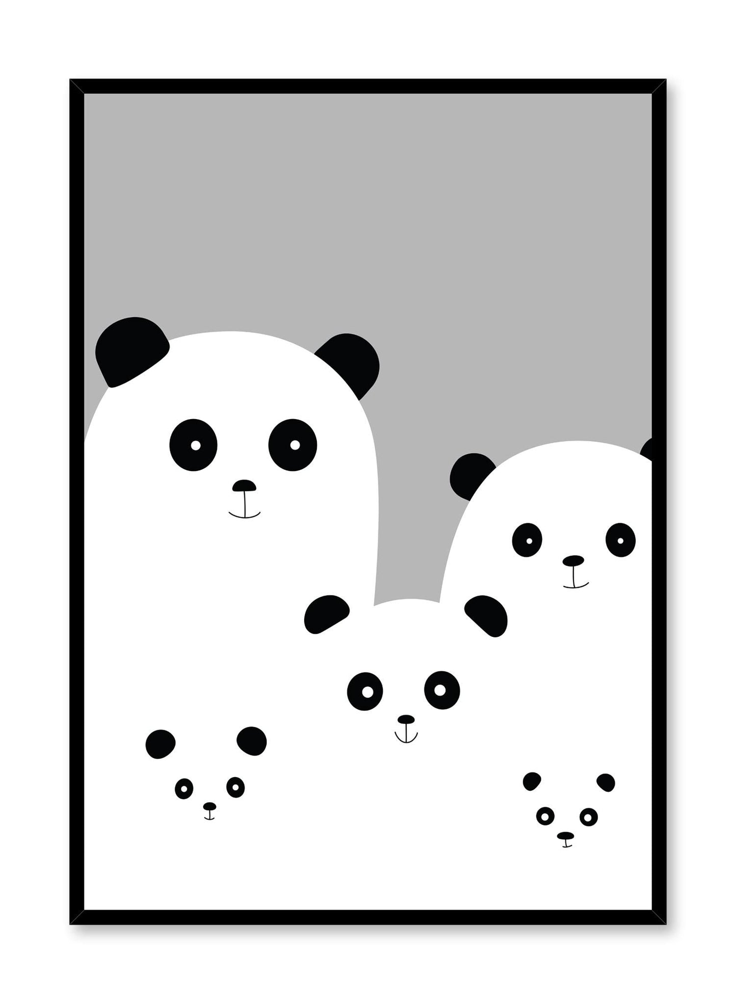 Sandsberg | Panda Familie in Schwarz, Poster