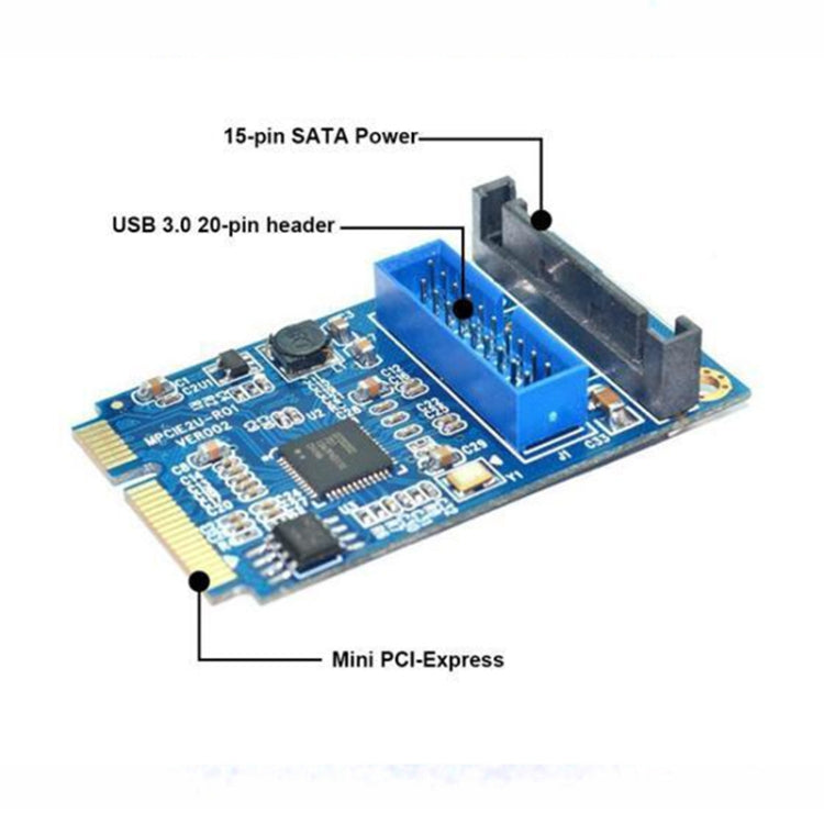Sandsberg | MINI PCI-E zu USB 3.0 Front 19 Pin Desktop PC Erweiterungskarte (Blau)