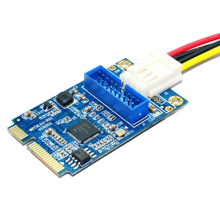 Sandsberg | MINI PCI-E zu USB 3.0 Front 19-Pin Desktop-PC Erweiterungskarte mit 4-Pin Stromanschluss (Blau)
