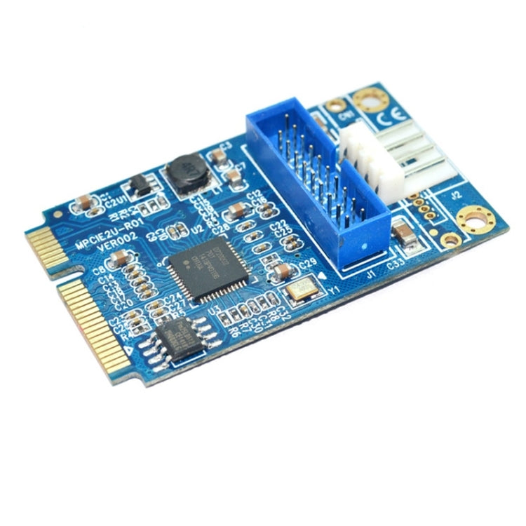 Sandsberg | MINI PCI-E zu USB 3.0 Front 19-Pin Desktop-PC Erweiterungskarte mit 4-Pin Stromanschluss (Blau)