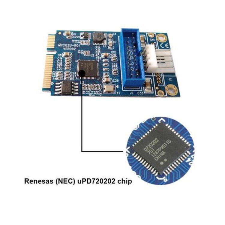 Sandsberg | MINI PCI-E zu USB 3.0 Front 19-Pin Desktop-PC Erweiterungskarte mit 4-Pin Stromanschluss (Blau)