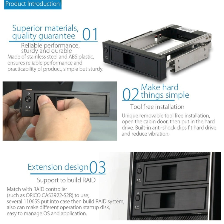 Sandsberg | ORICO 1106SS CD-ROM Space HDD Mobile Rack Interner 3,5 Zoll HDD Konverter Gehäuse (Schwarz)
