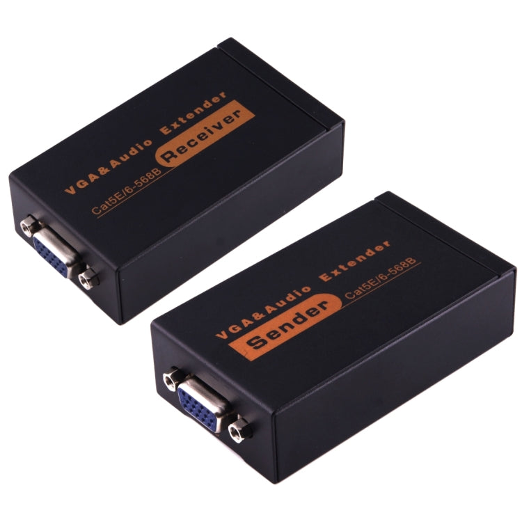 Sandsberg | VGA & Audio Extender 1920x1440 HD 100m Cat5e / 6-568B Netzwerk-Kabel Sender Empfänger Adapter, EU-Stecker (Schwarz)