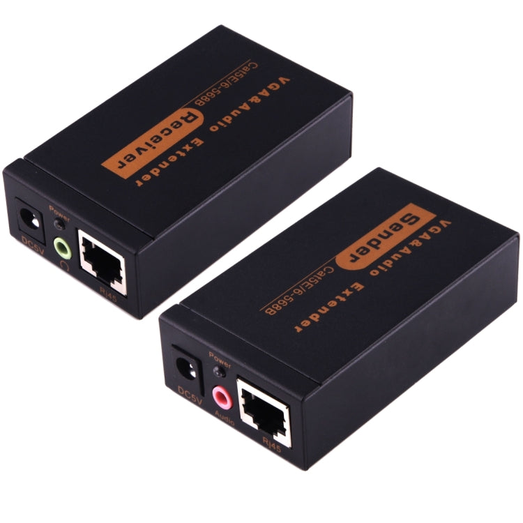 Sandsberg | VGA & Audio Extender 1920x1440 HD 100m Cat5e / 6-568B Netzwerk-Kabel Sender Empfänger Adapter, EU-Stecker (Schwarz)
