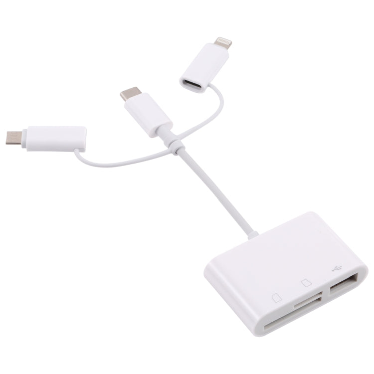Sandsberg | NK 103T 8 Pin + USB-C / Type-C + Micro USB auf USB + SD / TF-Karten Kamera Adapter