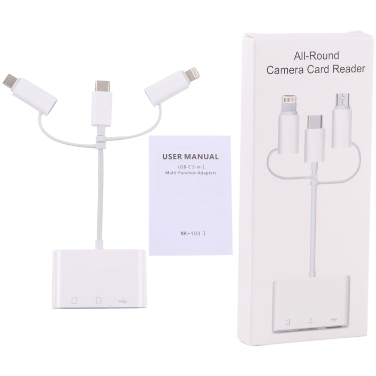Sandsberg | NK 103T 8 Pin + USB-C / Type-C + Micro USB auf USB + SD / TF-Karten Kamera Adapter