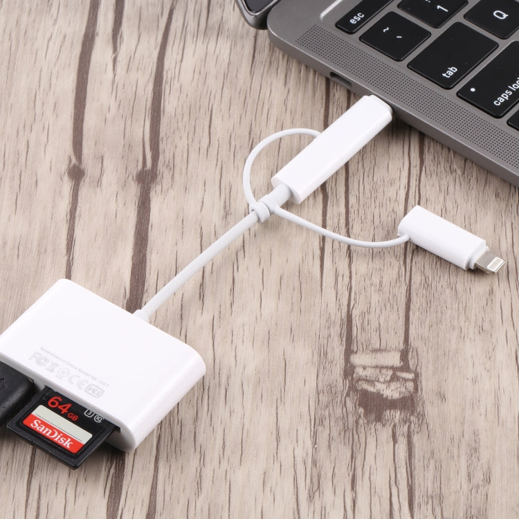 Sandsberg | NK 103T 8 Pin + USB-C / Type-C + Micro USB auf USB + SD / TF-Karten Kamera Adapter
